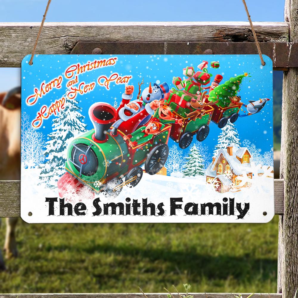 Santa Express Train Personalizedwitch Personalized Christmas Metal Sign Outdoor Decor