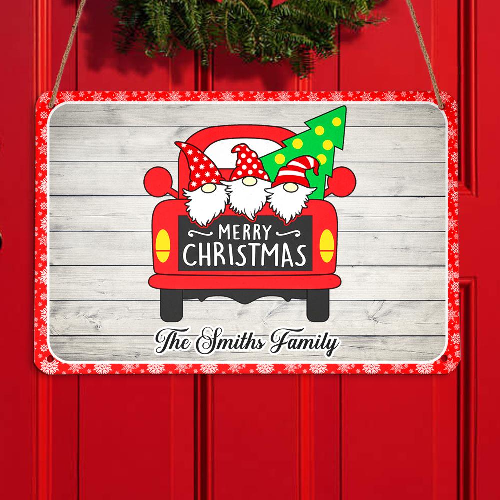 Gnome Merry Christmas Personalizedwitch Personalized Christmas Metal Sign Outdoor Decor