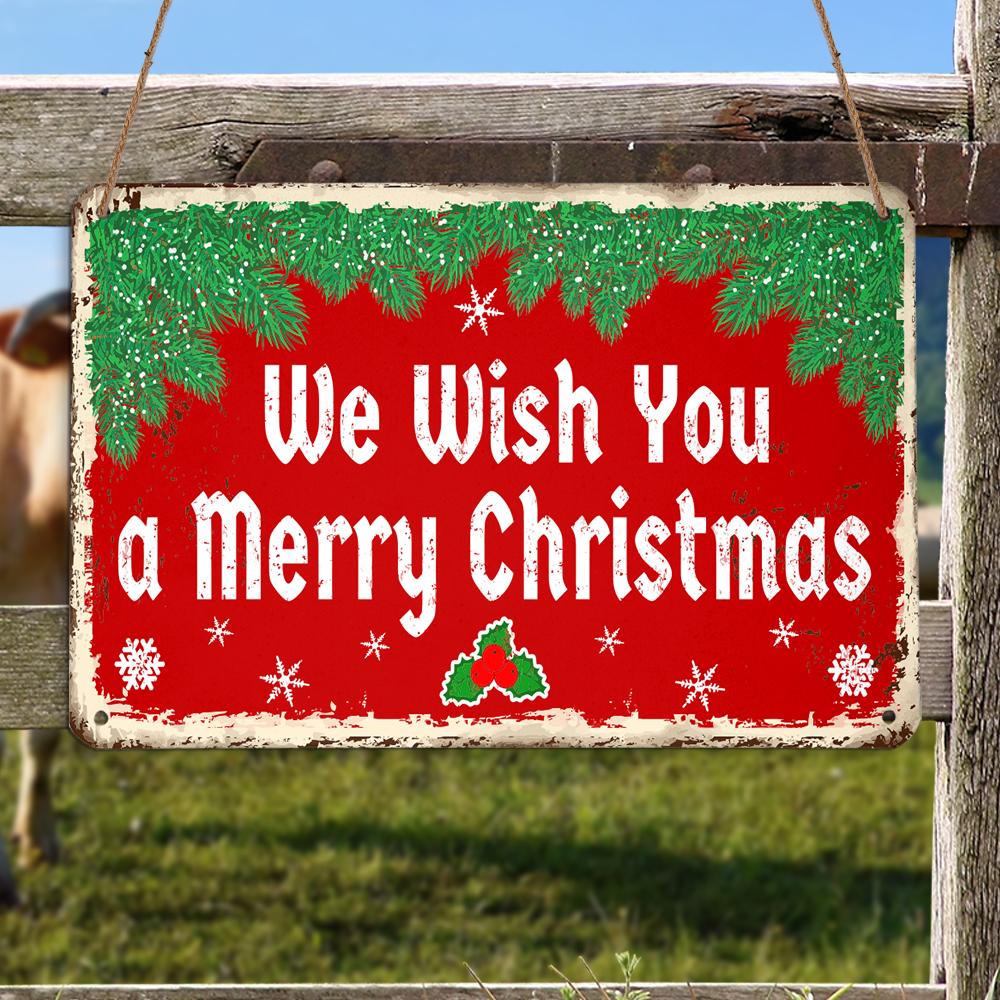 We Wish You A Merry Christmas Personalizedwitch Christmas Metal Sign Outdoor Decor