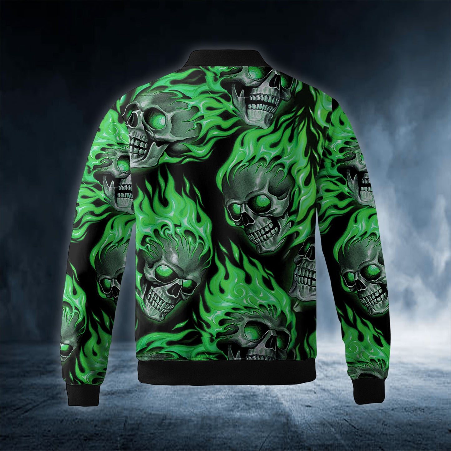 Personalized Green Ghost Skull Bomber Jacket