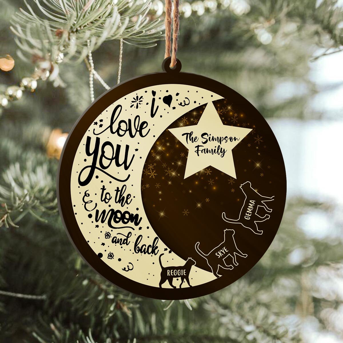 Cat I Love You To The Moon And Back Personalizedwitch Personalized Layered Wood Christmas Ornament