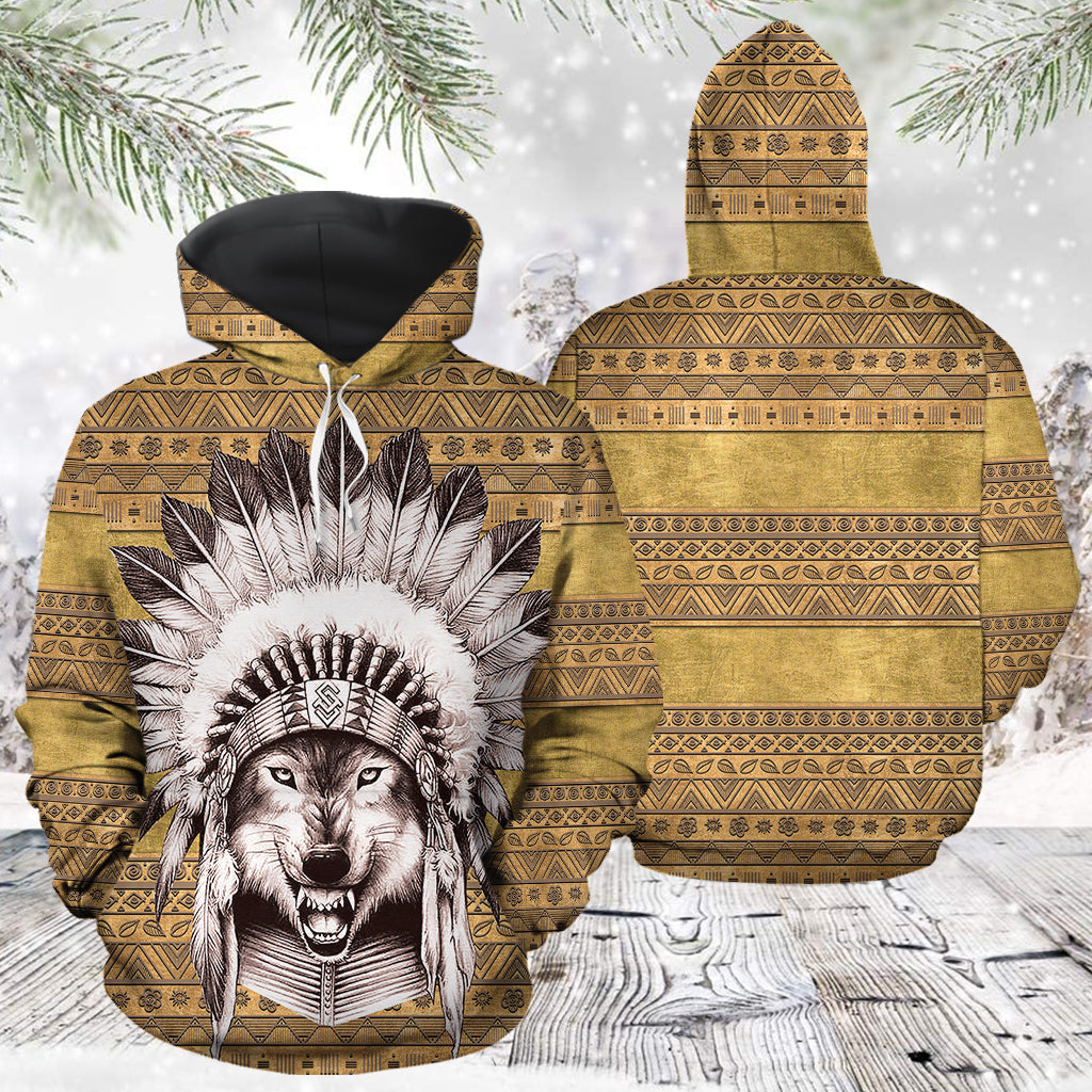 Native Wolf TG5128 unisex womens & mens, couples matching, friends, wolf lover, funny family sublimation 3D hoodie christmas holiday gifts (plus size available)