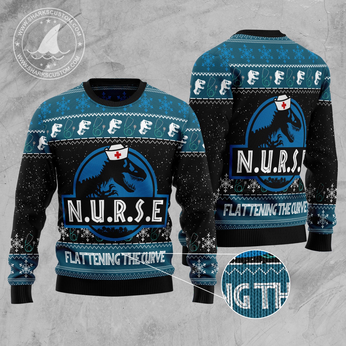 Nurse T-rex TG5115 Ugly Christmas Sweater