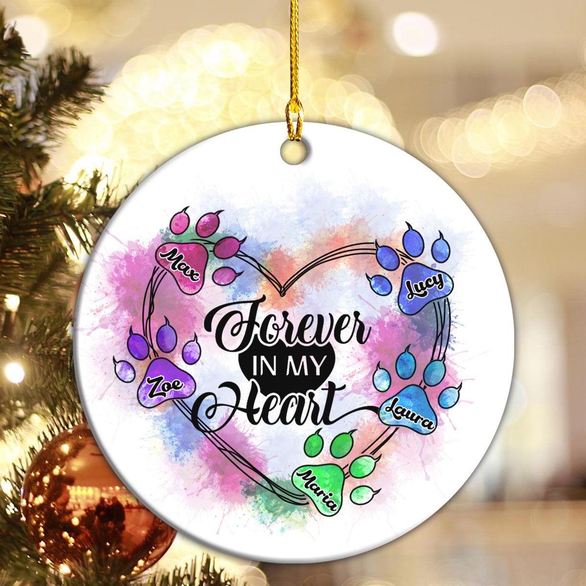 Cat Forever In My Heart Personalizedwitch Personalized Christmas Ornament