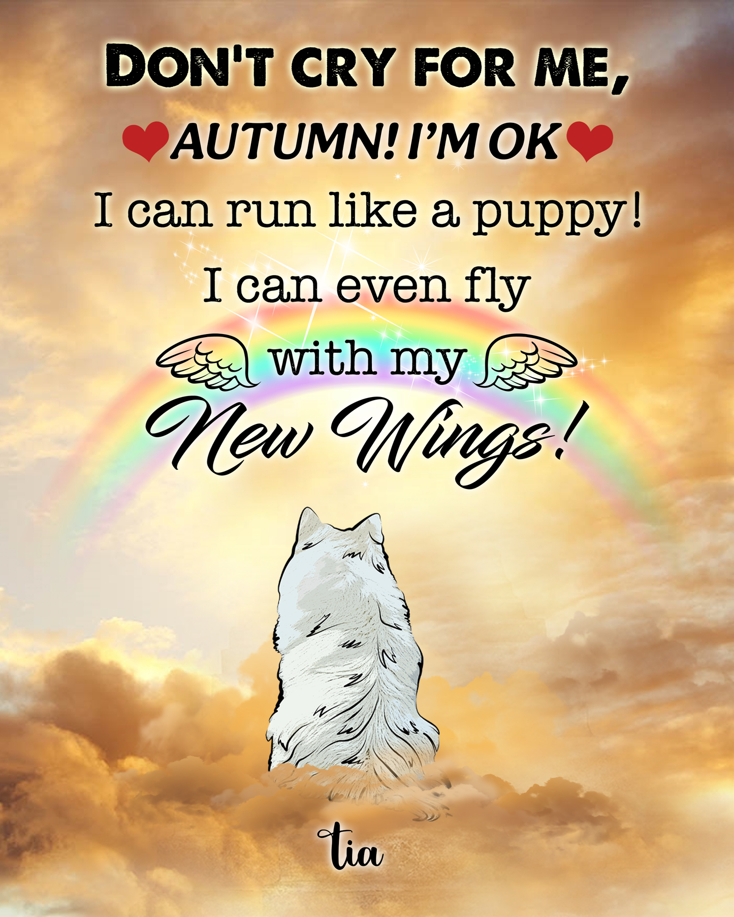 Custom personalized canvas Dogs Fly With New Wings Don't Cry Mom