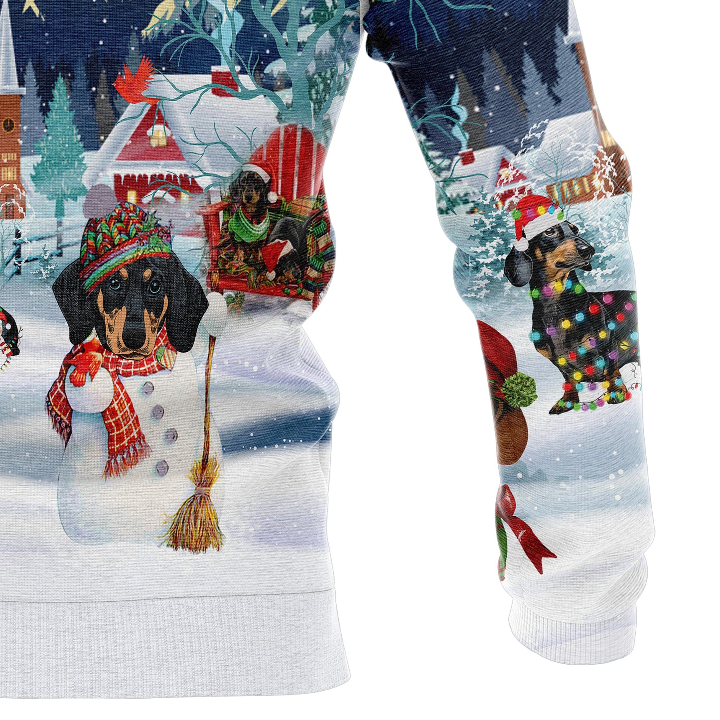 Dachshund Christmas Night T1611 All Over Print Unisex Hoodie