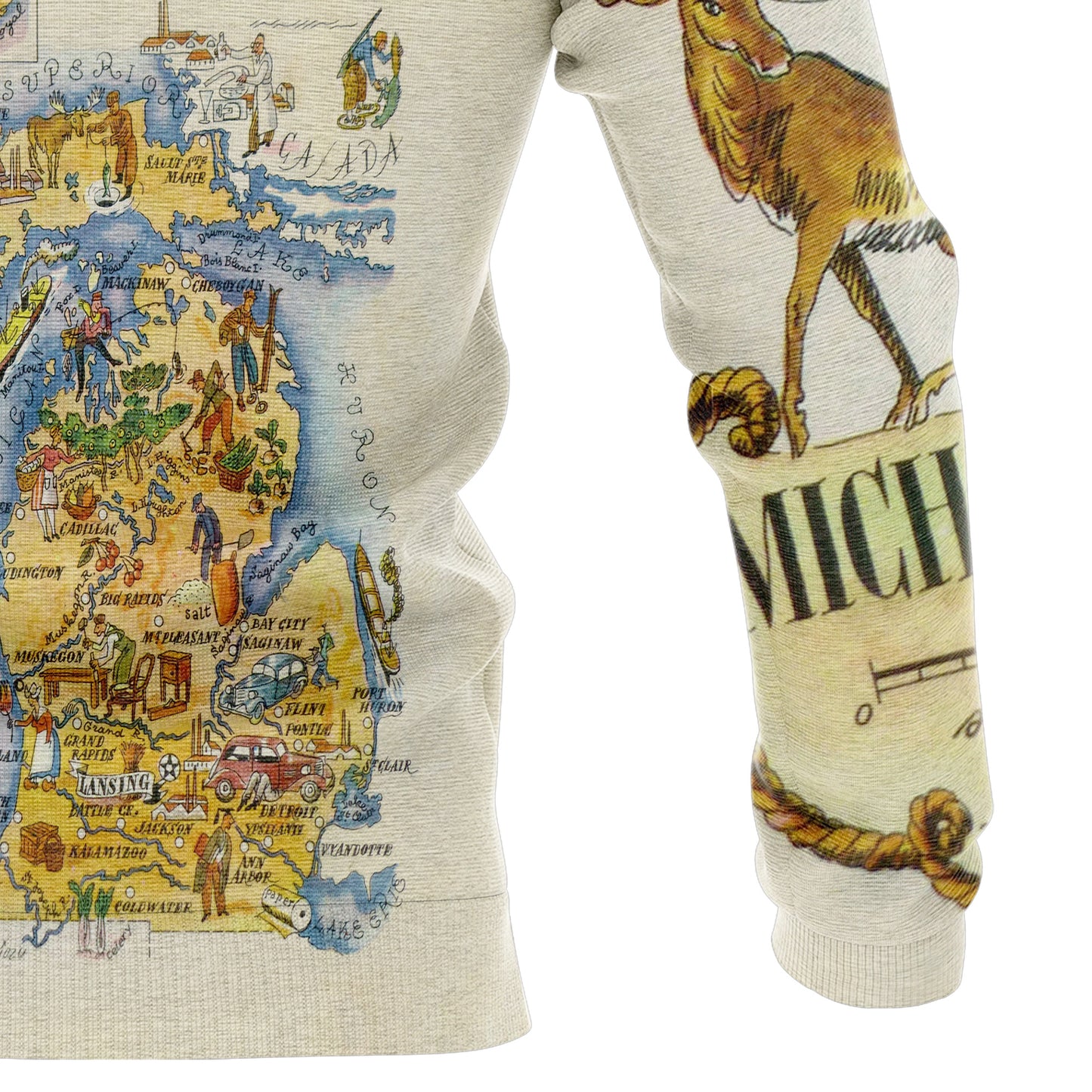 Vintage Michigan H4822 All Over Print Unisex Hoodie