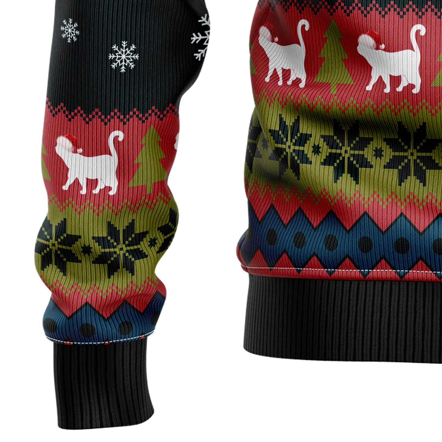 Cat Hanging on Xmas Tree D0610 Ugly Christmas Sweater