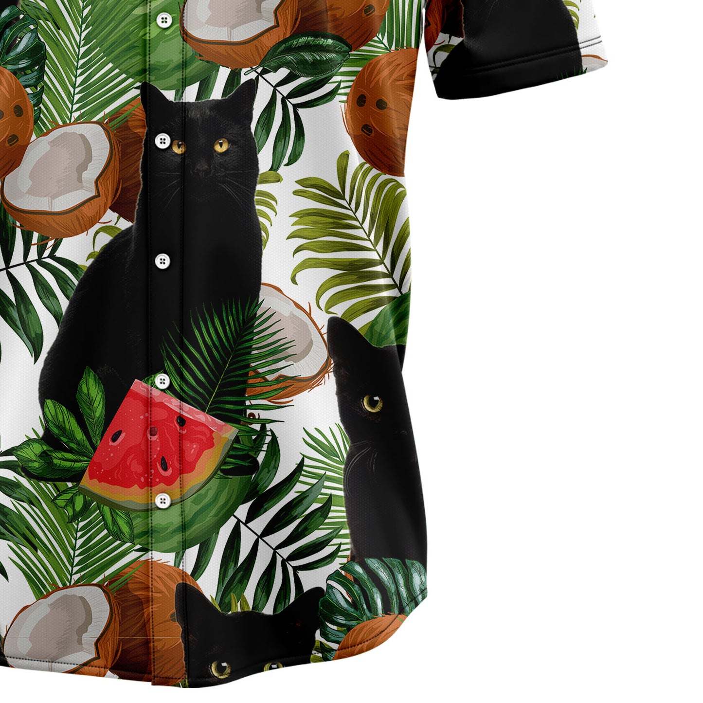 Black Cat Tropical Fruit T1007 Hawaiian Shirt