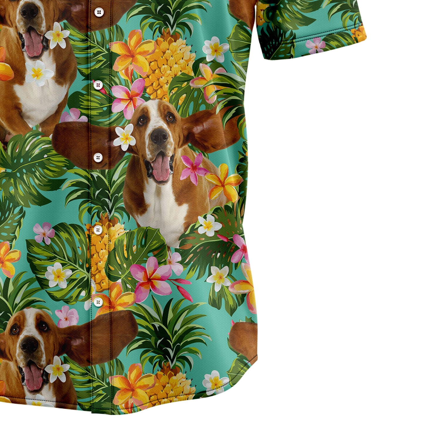 Tropical Pineapple Basset Hound H97008 Hawaiian Shirt