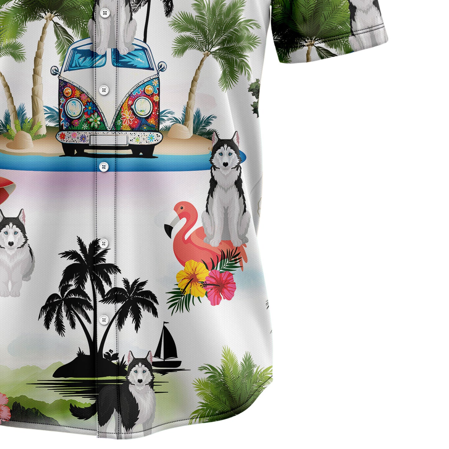 Siberian Husky Vacation G5708 Hawaiian Shirt