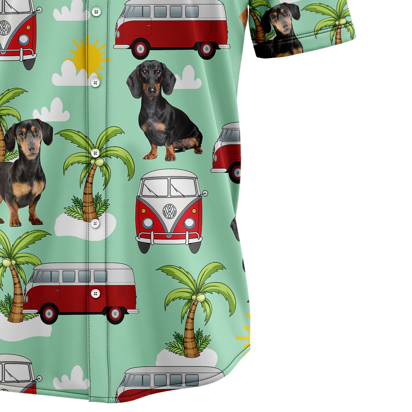 Dachshund Hippie Car T2707 Hawaiian Shirt