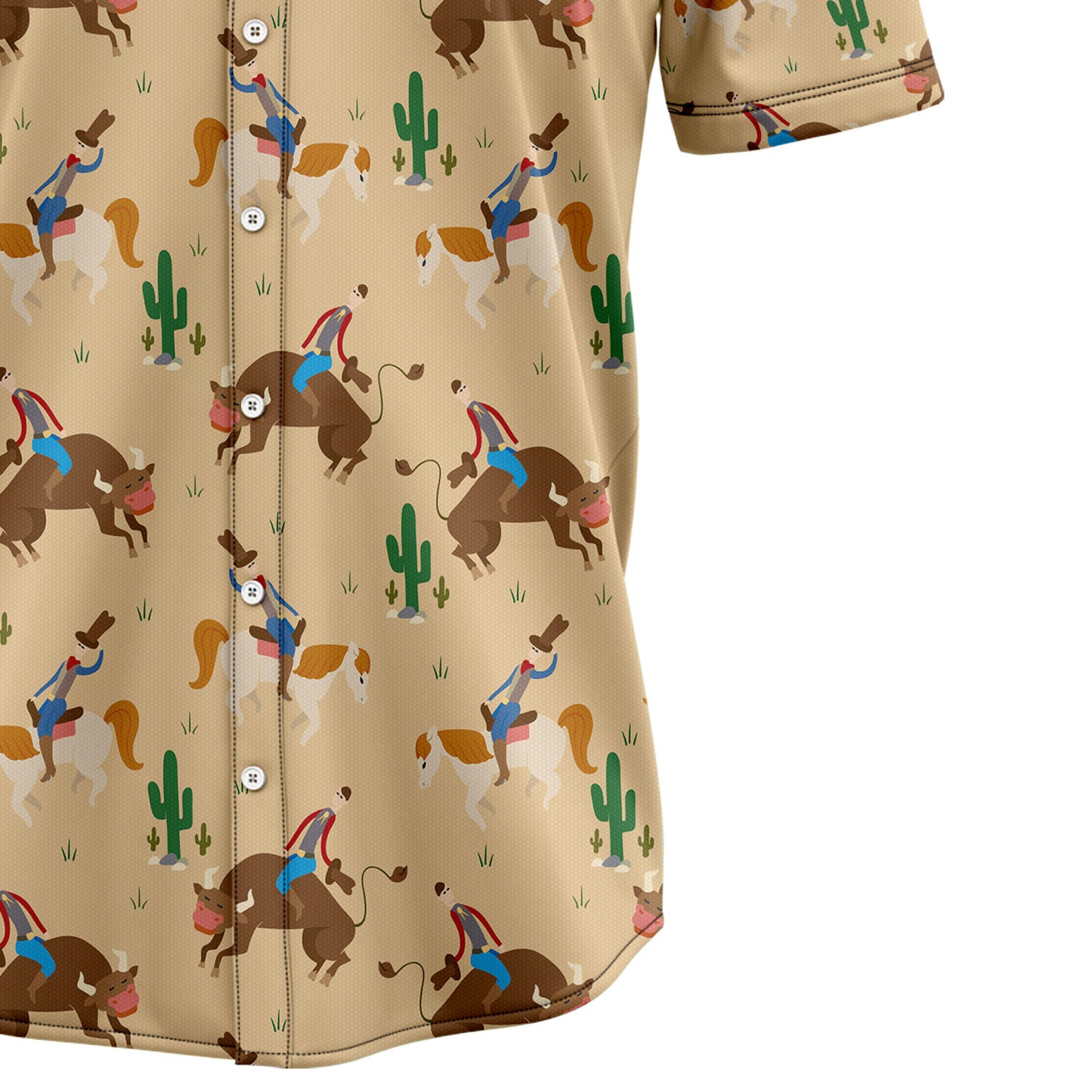 Rodeo Riding On Horse And Bull H97219 Hawaiian Shirt