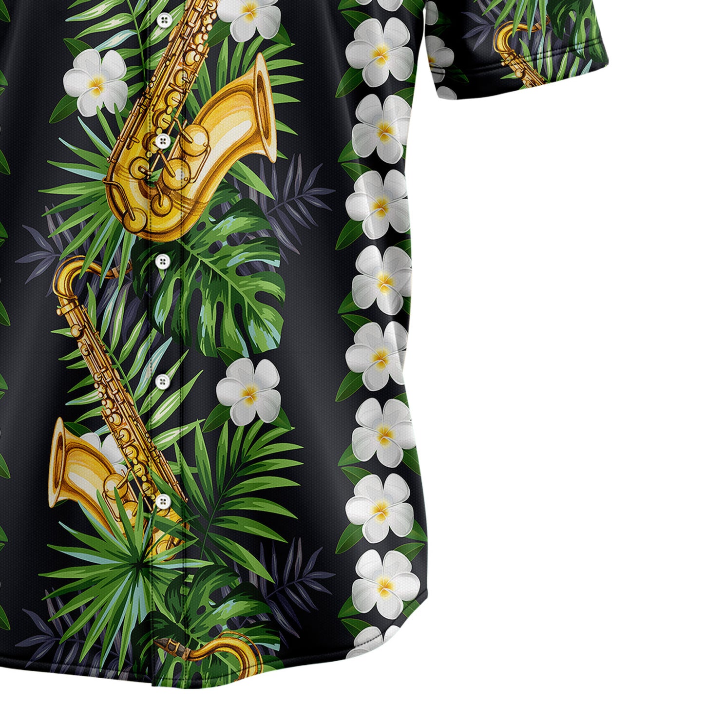 Saxophone Green Leaf T2207 Hawaiian Shirt