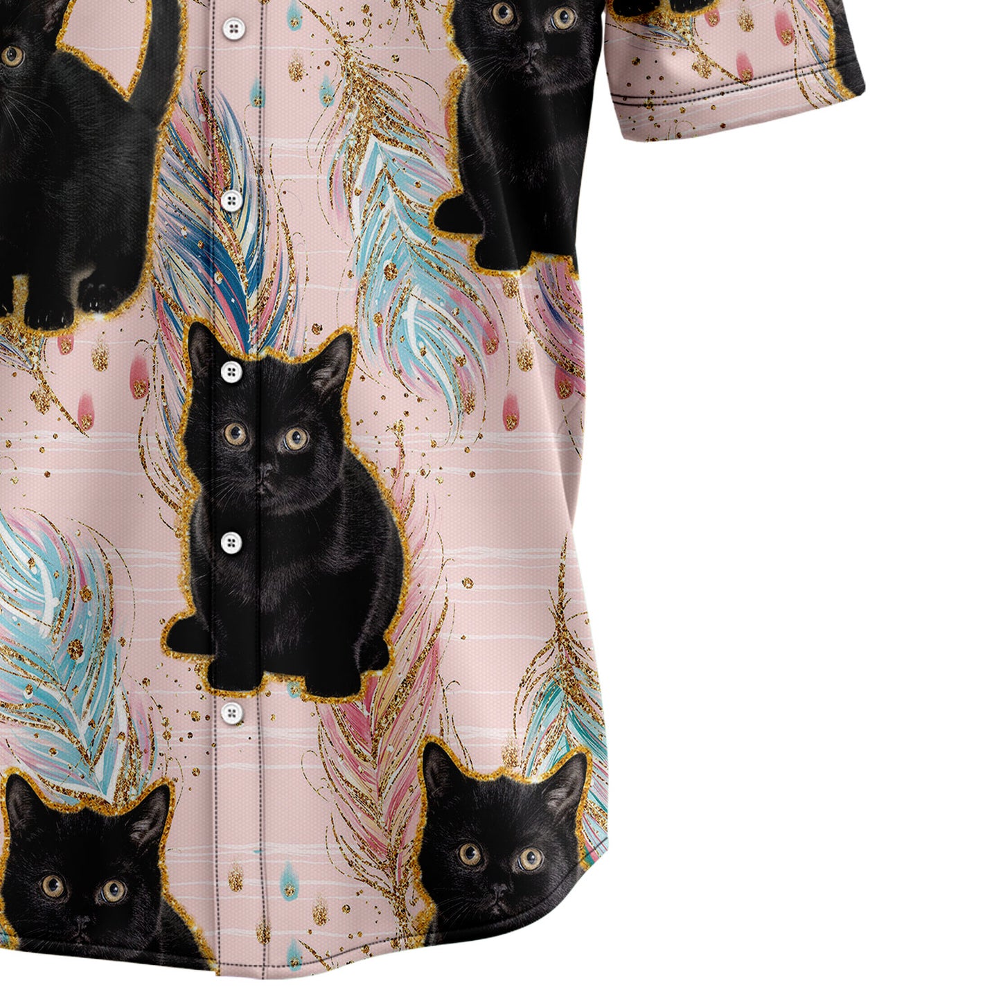 Black Cat Boho Feather H5805 Hawaiian Shirt