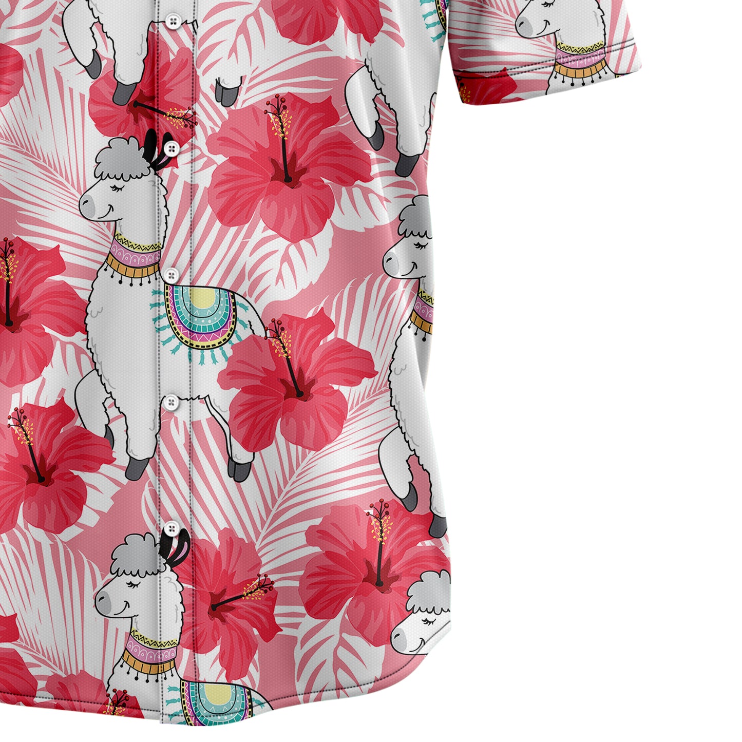 Llama Tropical Flowers Hibiscus H137048 Hawaiian Shirt