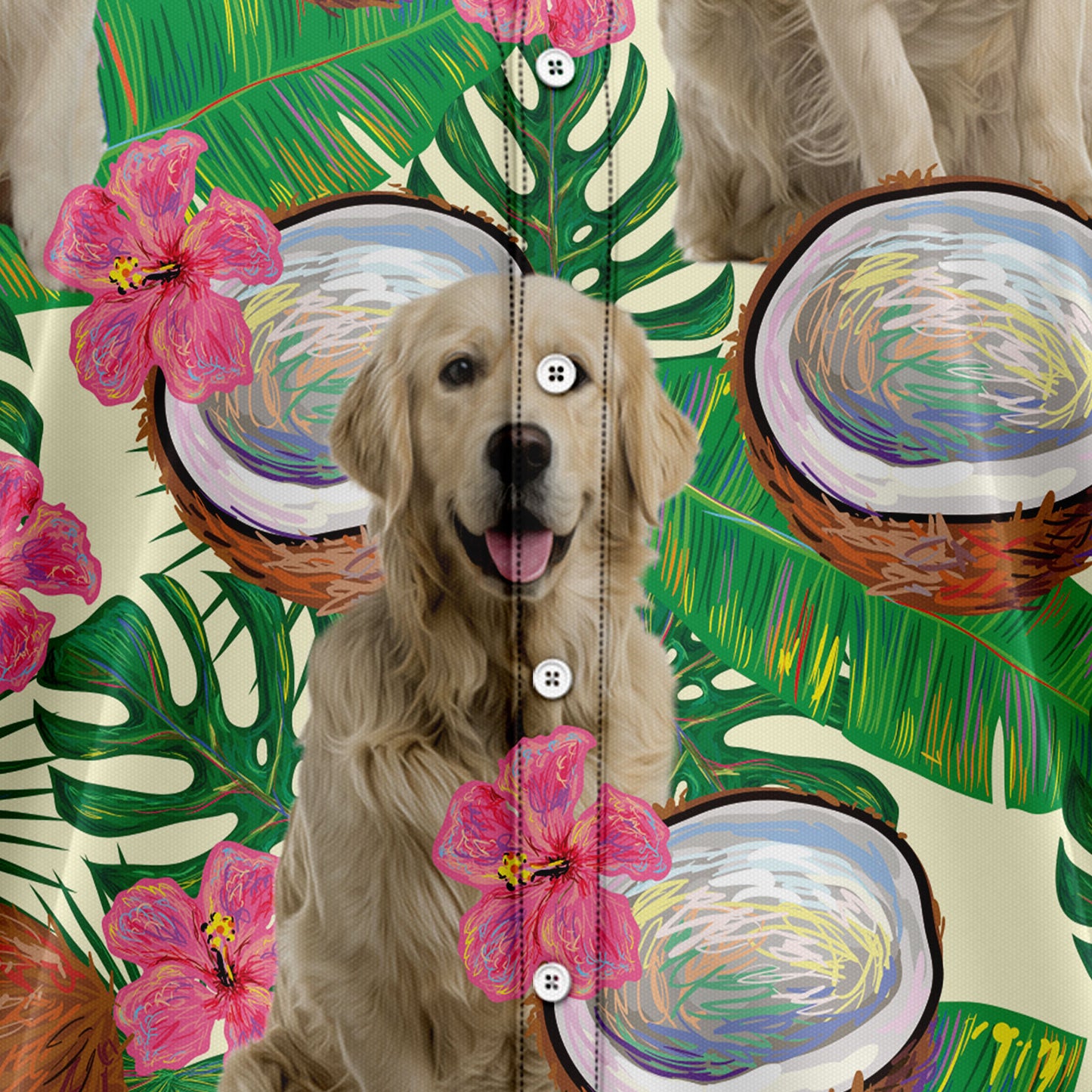 Golden Retriever Tropical Coconut G5729 Hawaiian Shirt