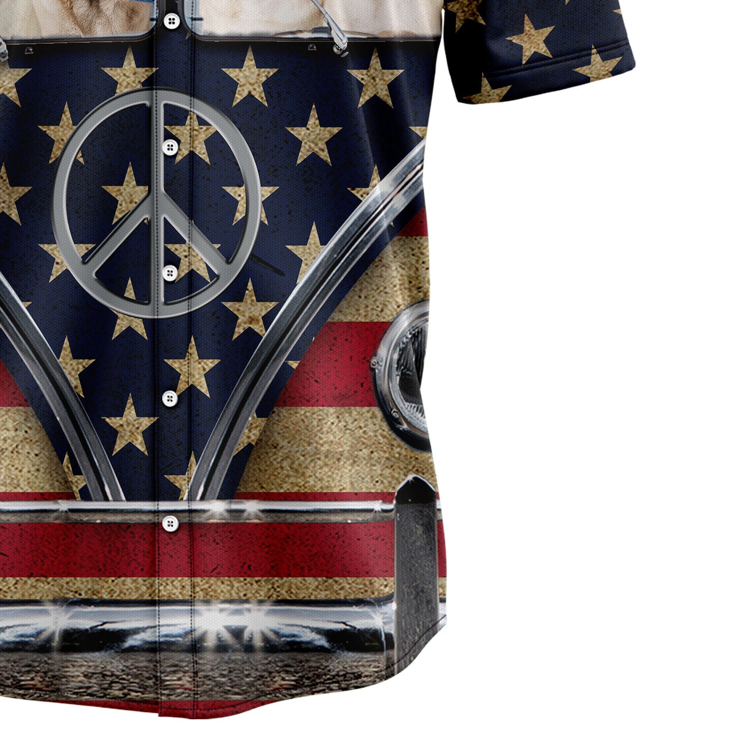 Pug Flag Hippie Bus G5729 Hawaiian Shirt