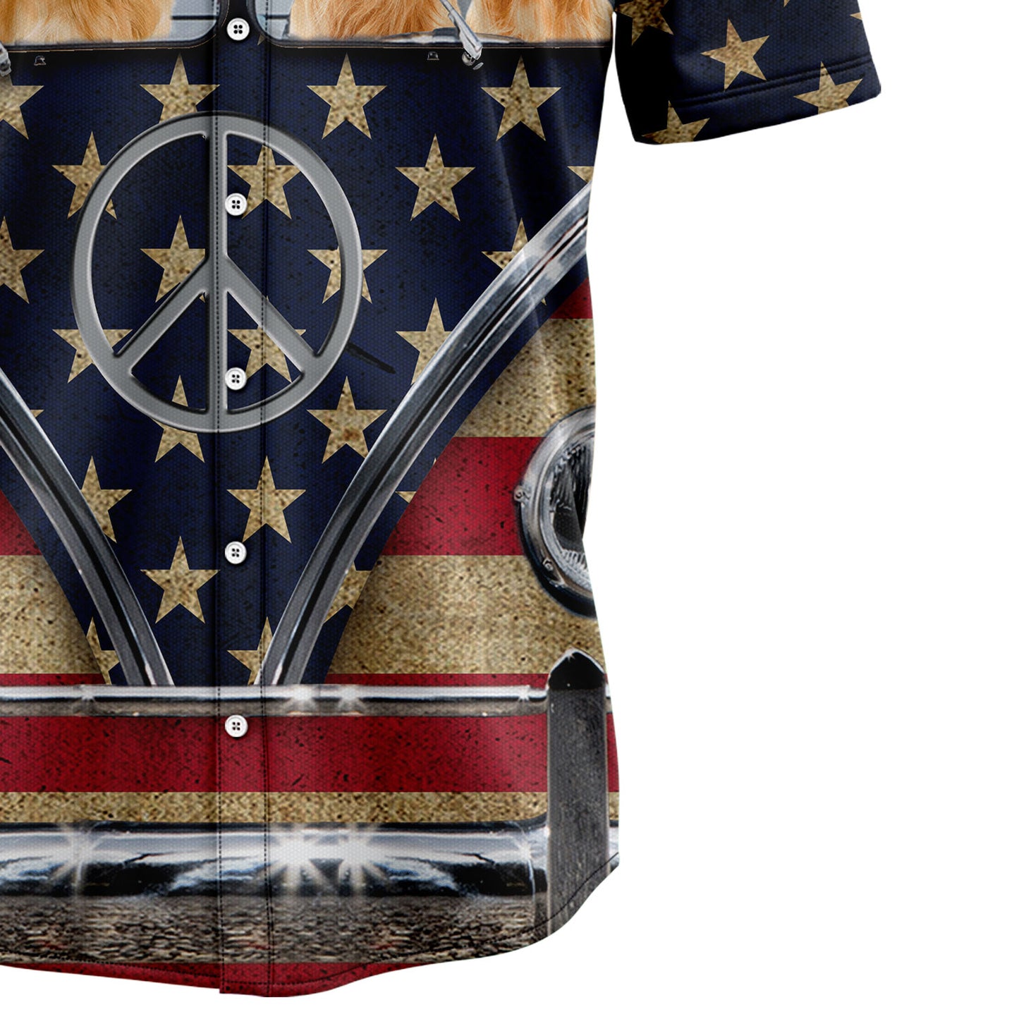 Golden Retriever Flag Hippie Bus G5729 Hawaiian Shirt