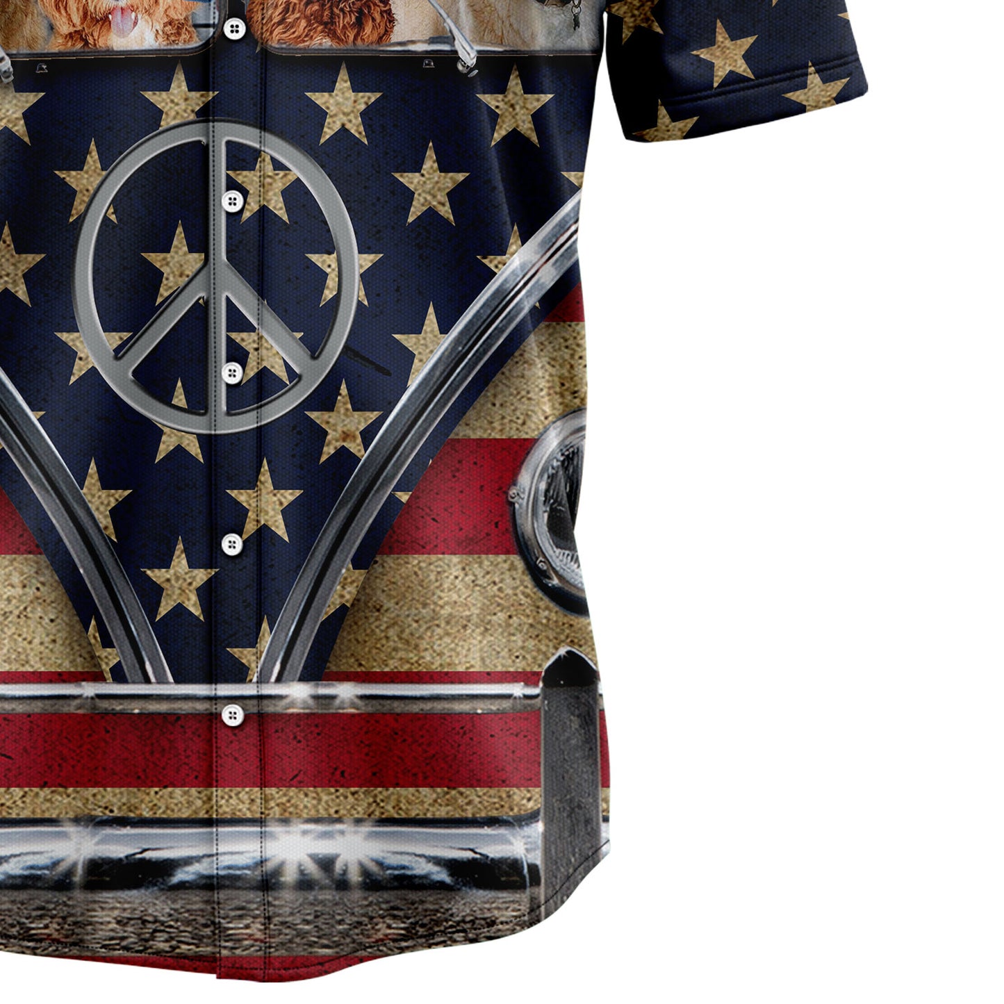 Goldendoodle Flag Hippie Bus G5729 Hawaiian Shirt