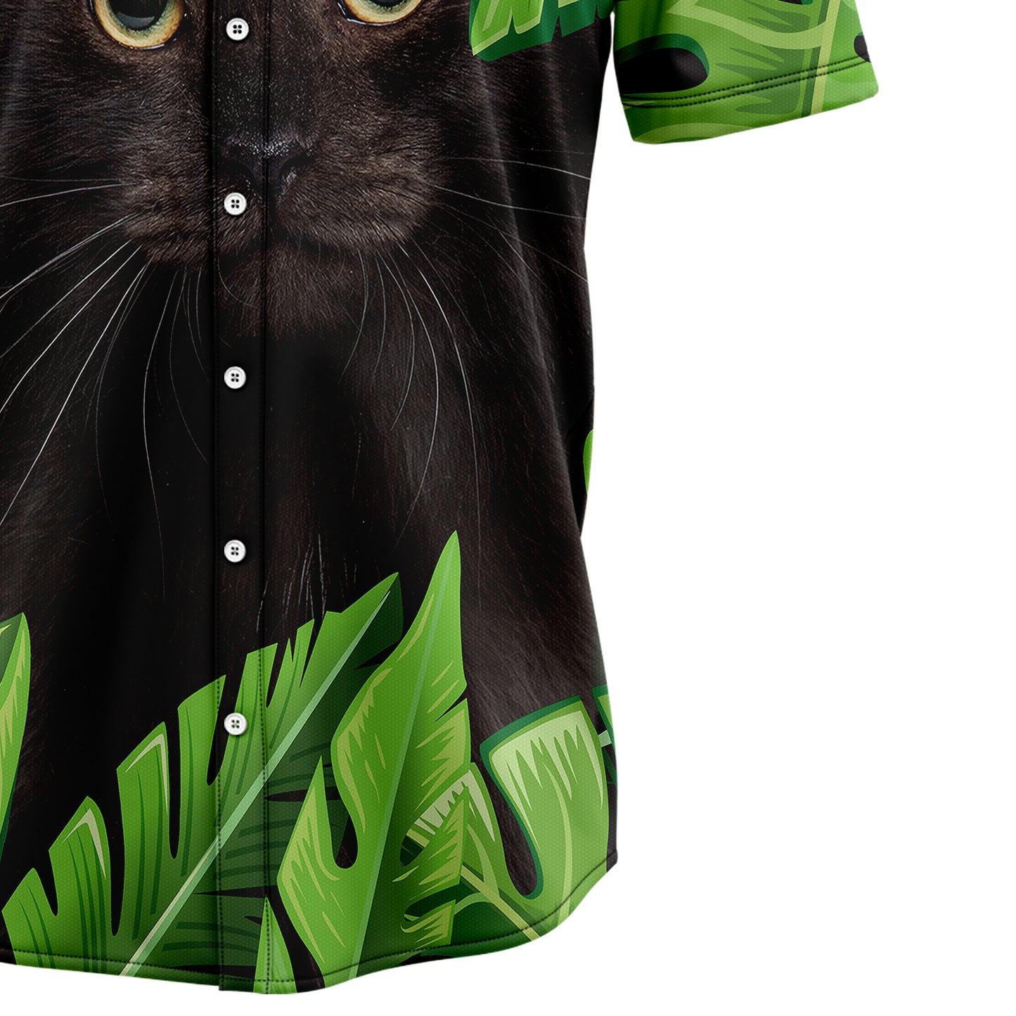 Black Cat Palm Leaves T1007 Hawaiian Shirt