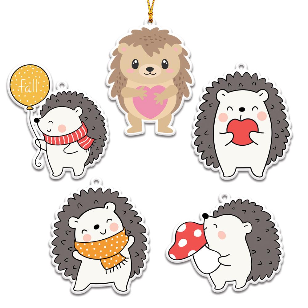Hedgehogs Christmas Personalizedwitch Christmas Ornaments Set