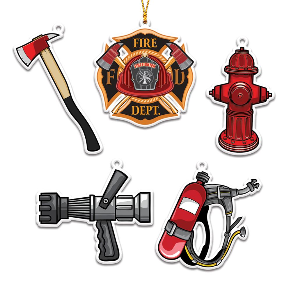 Awesome Firefighter Personalizedwitch Christmas Ornaments Set
