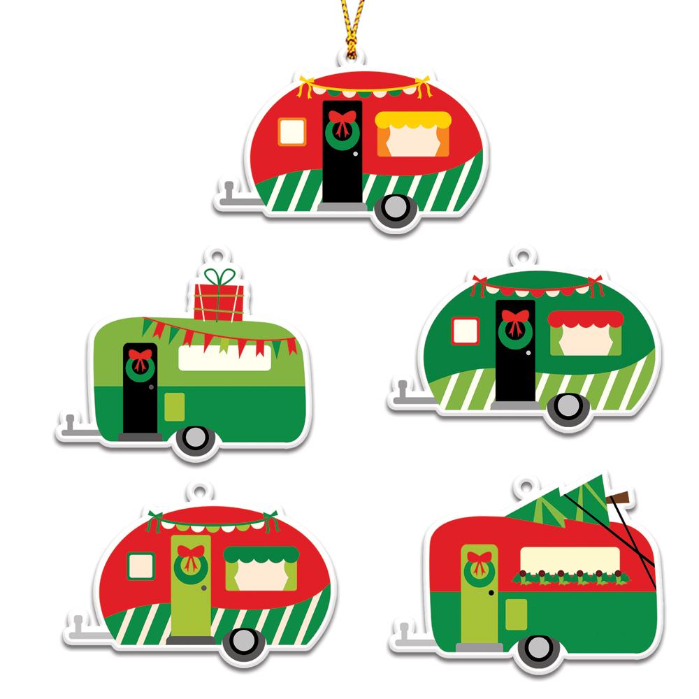 Chrismtas Happy Camper Personalizedwitch Christmas Ornaments Set