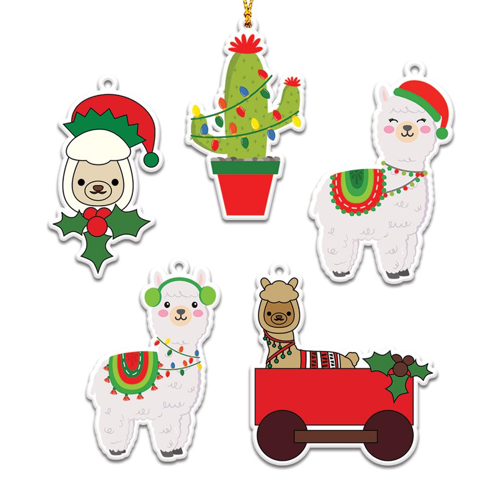 Christmas Llama & Cactus Personalizedwitch Christmas Ornaments Set