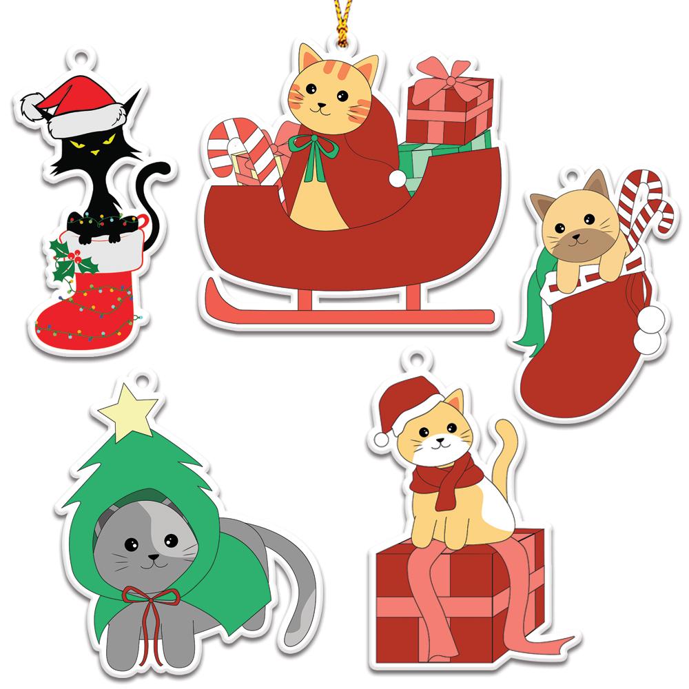 Kitty Catty Personalizedwitch Christmas Ornaments Set