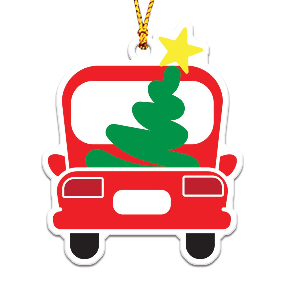 Red Truck Carrying Xmas Gifts Personalizedwitch Christmas Ornaments Set