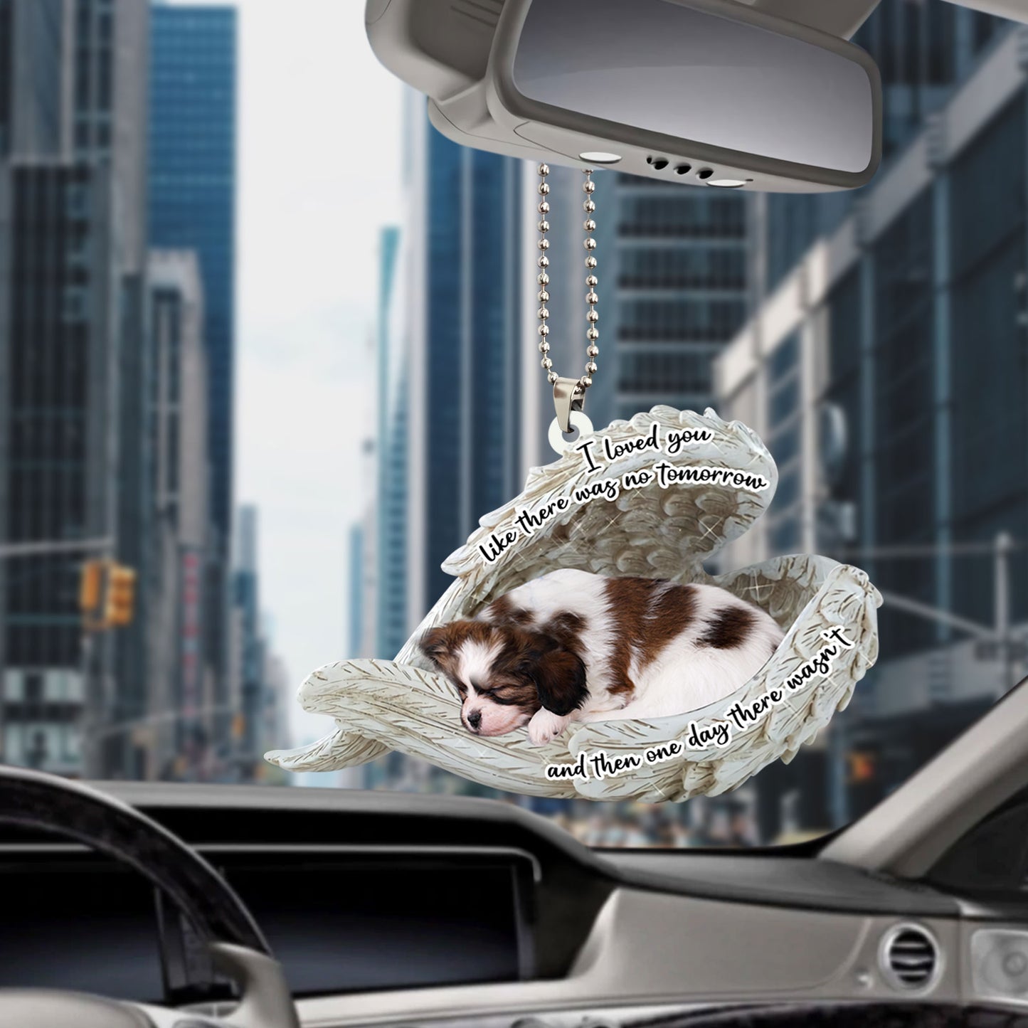 Papillon Sleeping Angel Dog Personalizedwitch Flat Car Memorial Ornament