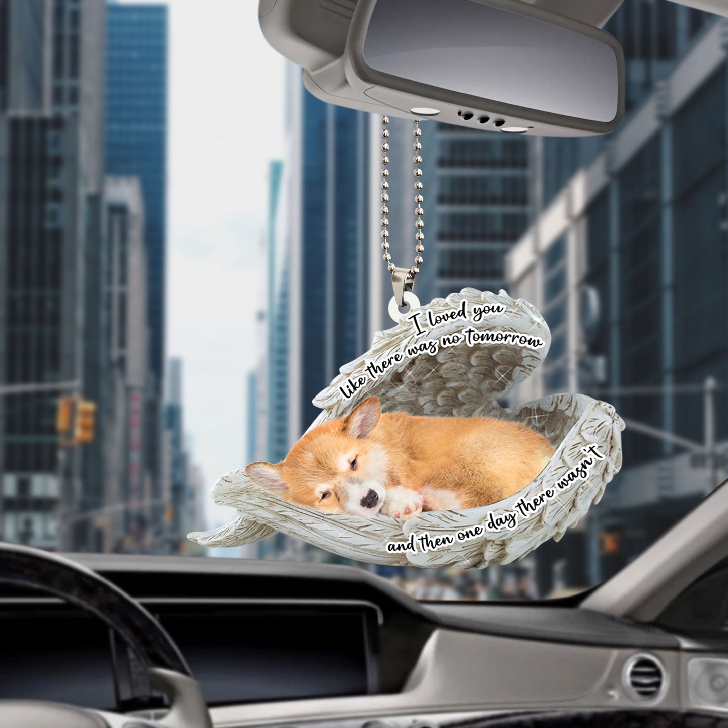 Pembroke Welsh Corgi Sleeping Angel Personalizedwitch Flat Car Ornament