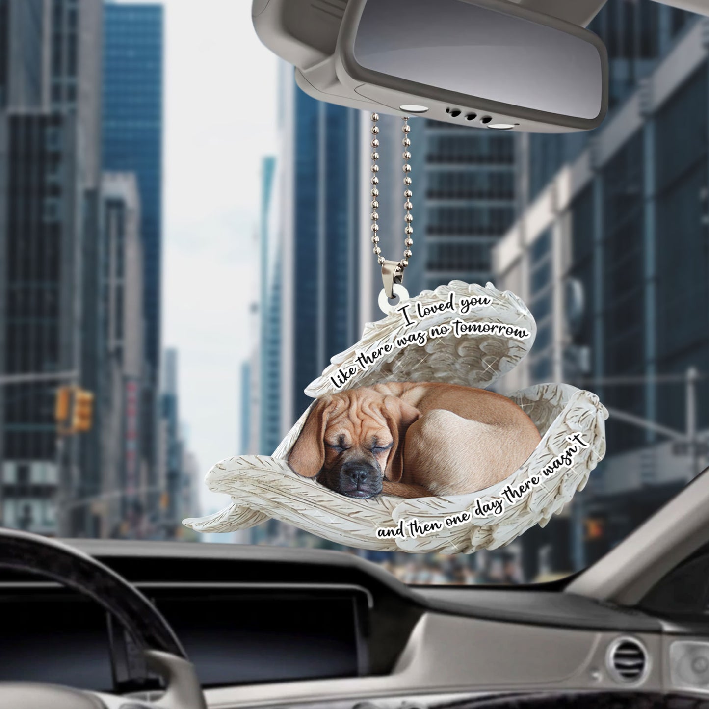 Puggle Sleeping Angel Personalizedwitch Flat Car Ornament