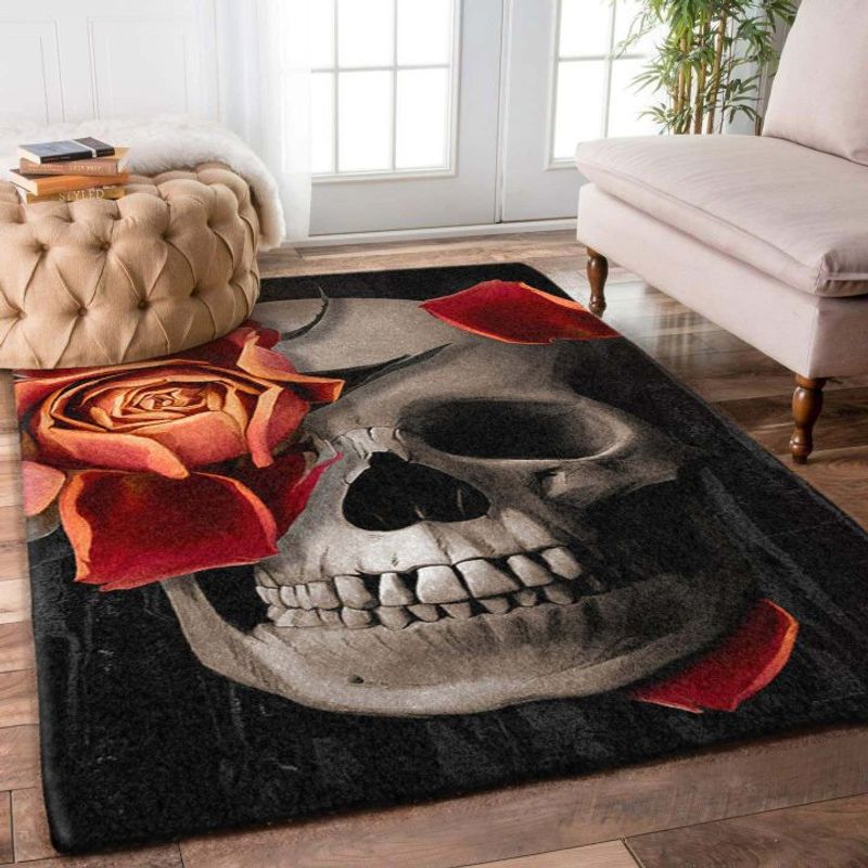 Rose Skull Rectangle Rug