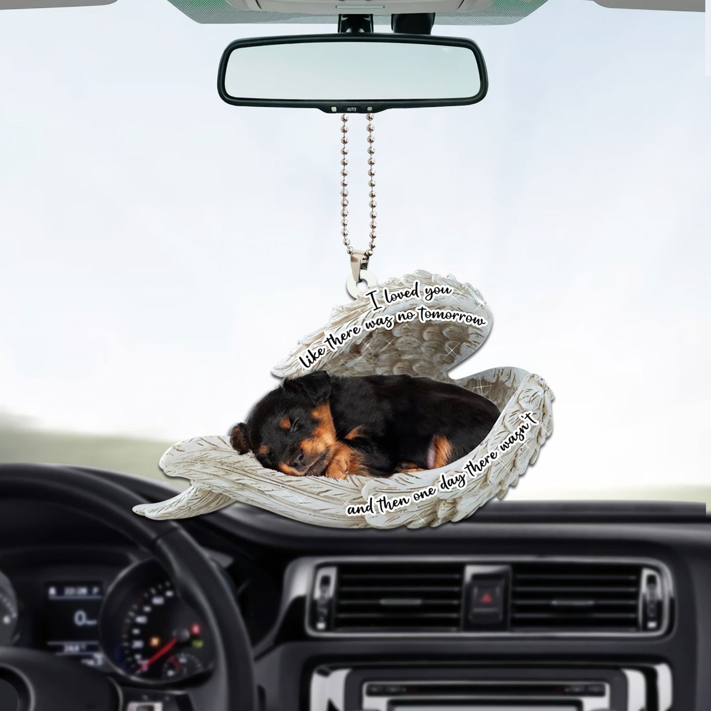 Rottweiler Sleeping Angel Personalizedwitch Flat Car Ornament