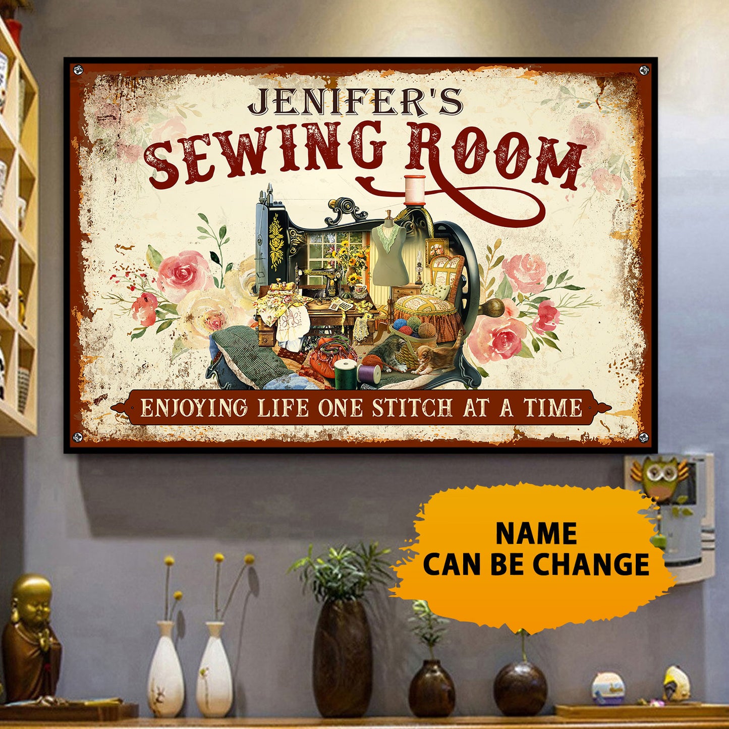 Sewing Room Enjoying Life One Stitch At A Time Personalizedwitch Poster