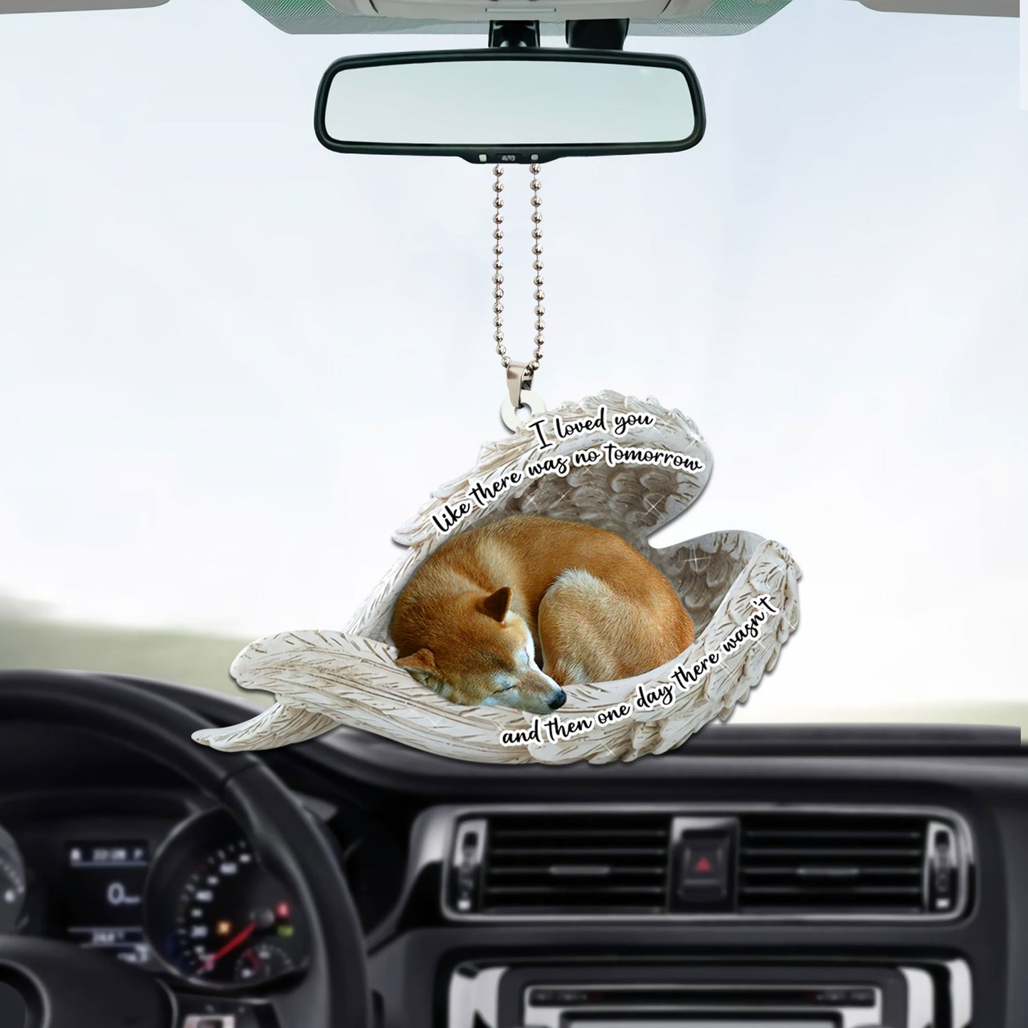 Shiba Inu Sleeping Angel Personalizedwitch Flat Car Ornament