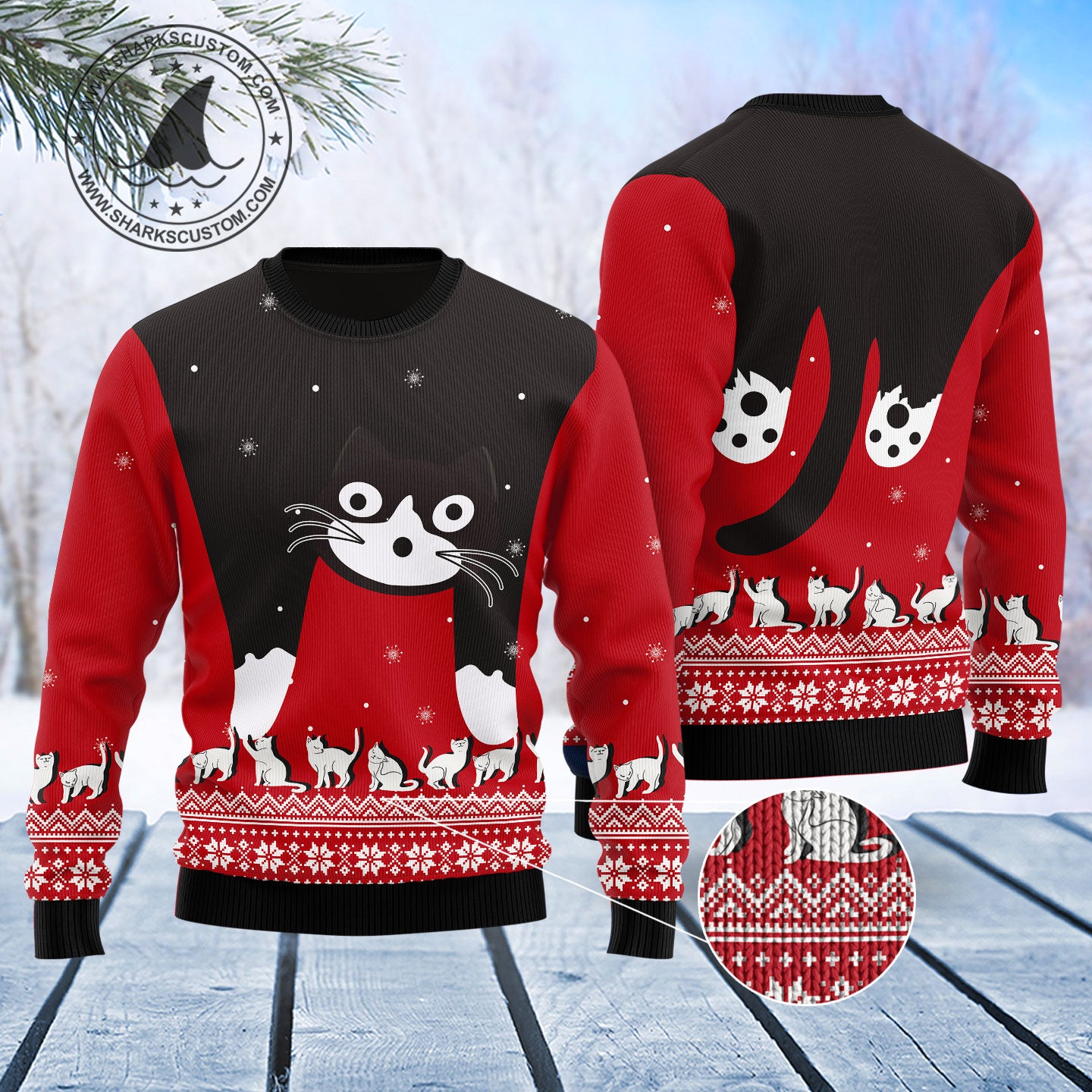 Cat Awesome TY0812 unisex womens & mens, couples matching, friends, funny family ugly christmas holiday sweater gifts (plus size available)