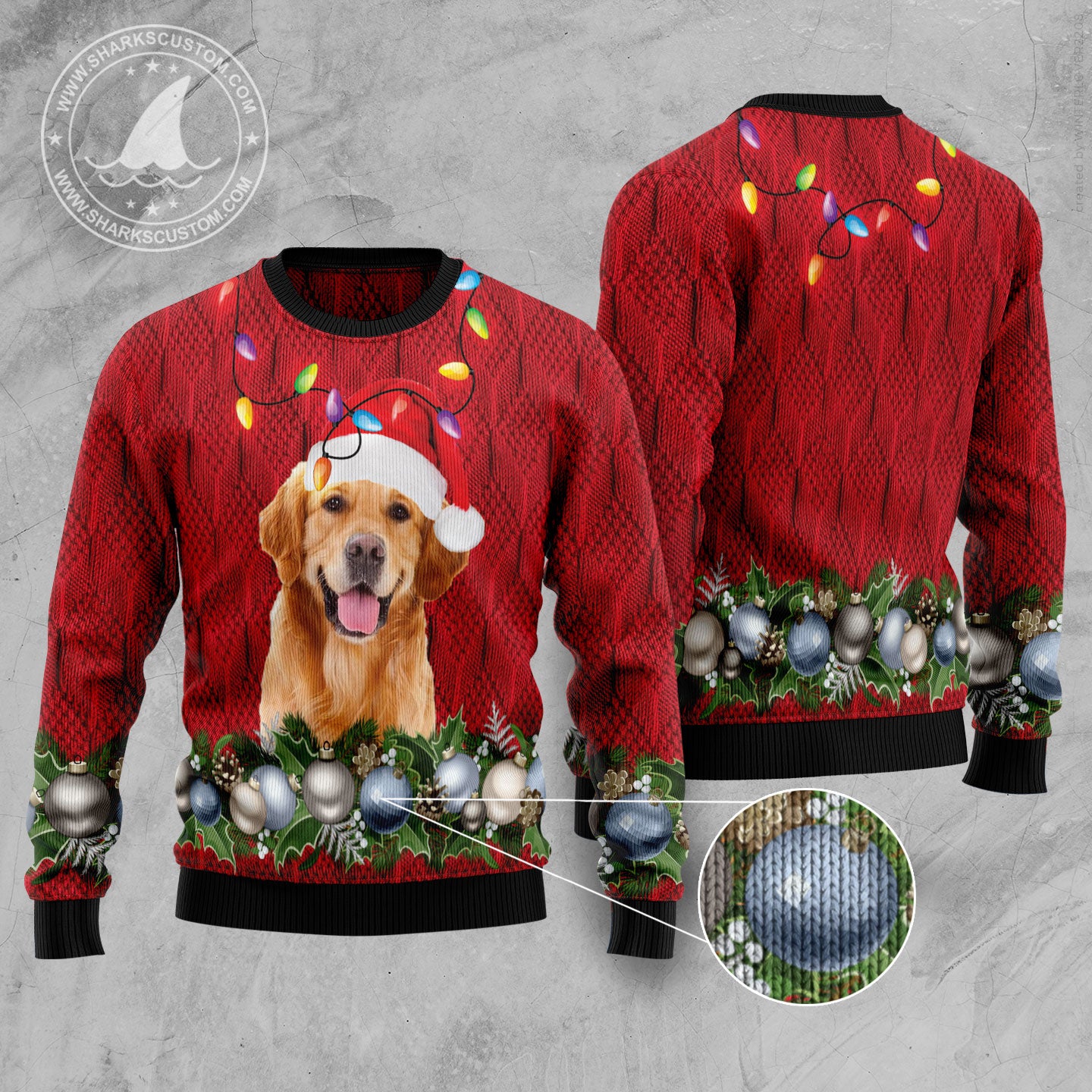 Golden Retriever Christmas Beauty TY2311 unisex womens & mens, couples matching, friends, funny family ugly christmas holiday sweater gifts (plus size available)