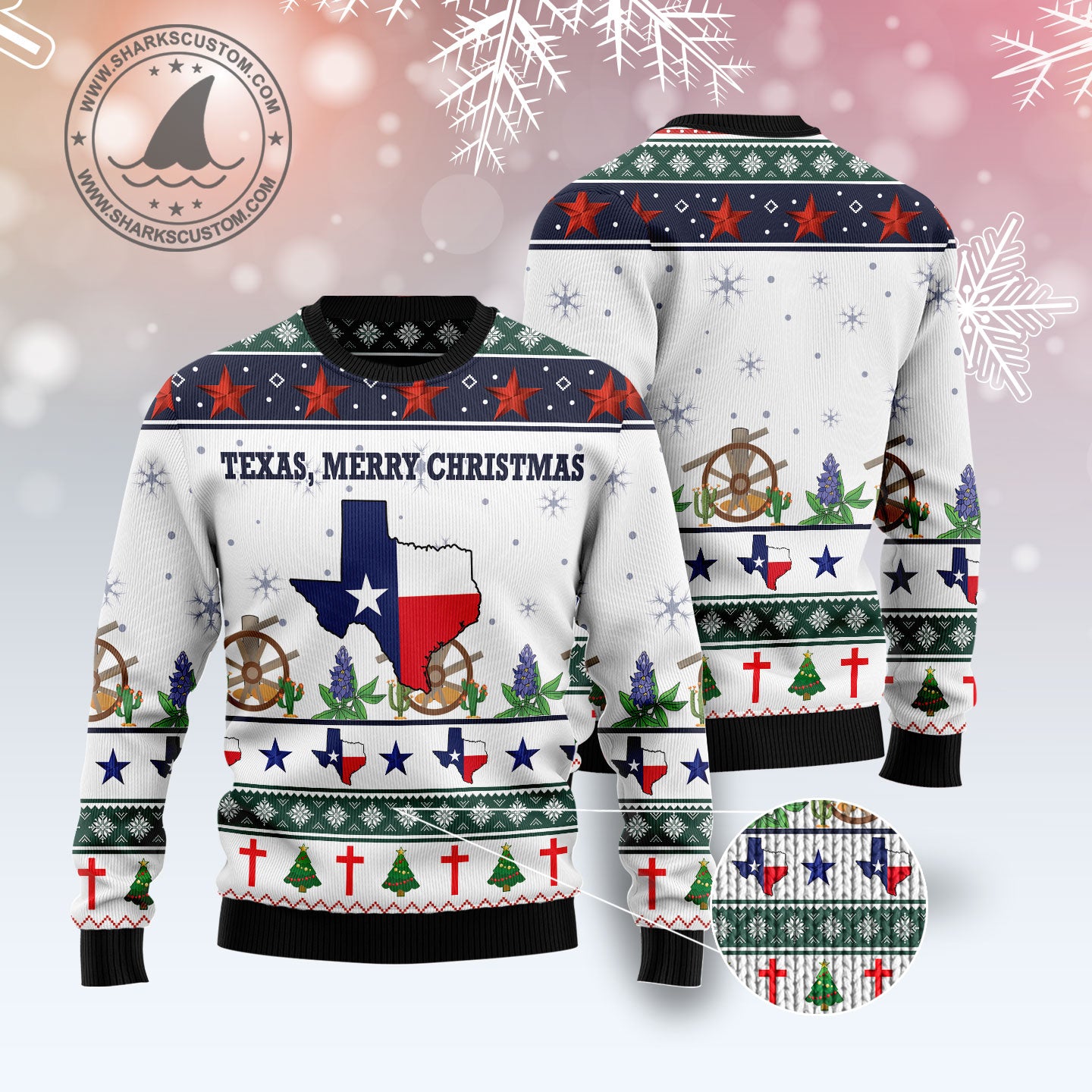 Texas Merry Christmas TG51125 unisex womens & mens, couples matching, friends, funny family ugly christmas holiday sweater gifts (plus size available)