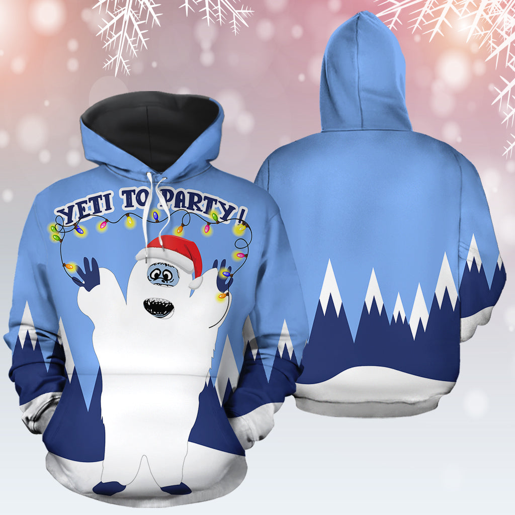 Yeti To Party TY0412 unisex womens & mens, couples matching, friends, funny family sublimation 3D hoodie christmas holiday gifts (plus size available)