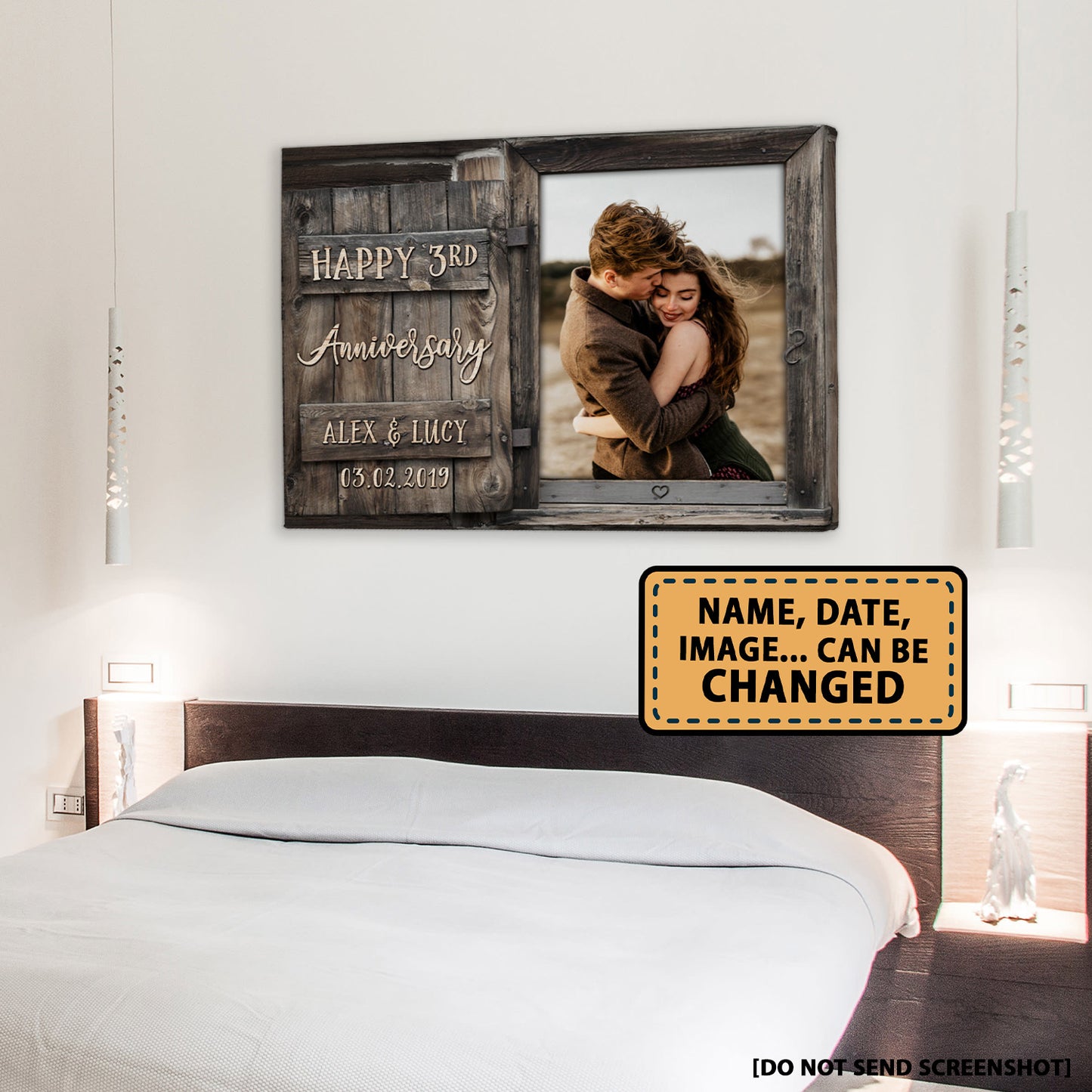 Happy 3rd Anniversary Window Custom Image Anniversary Canvas