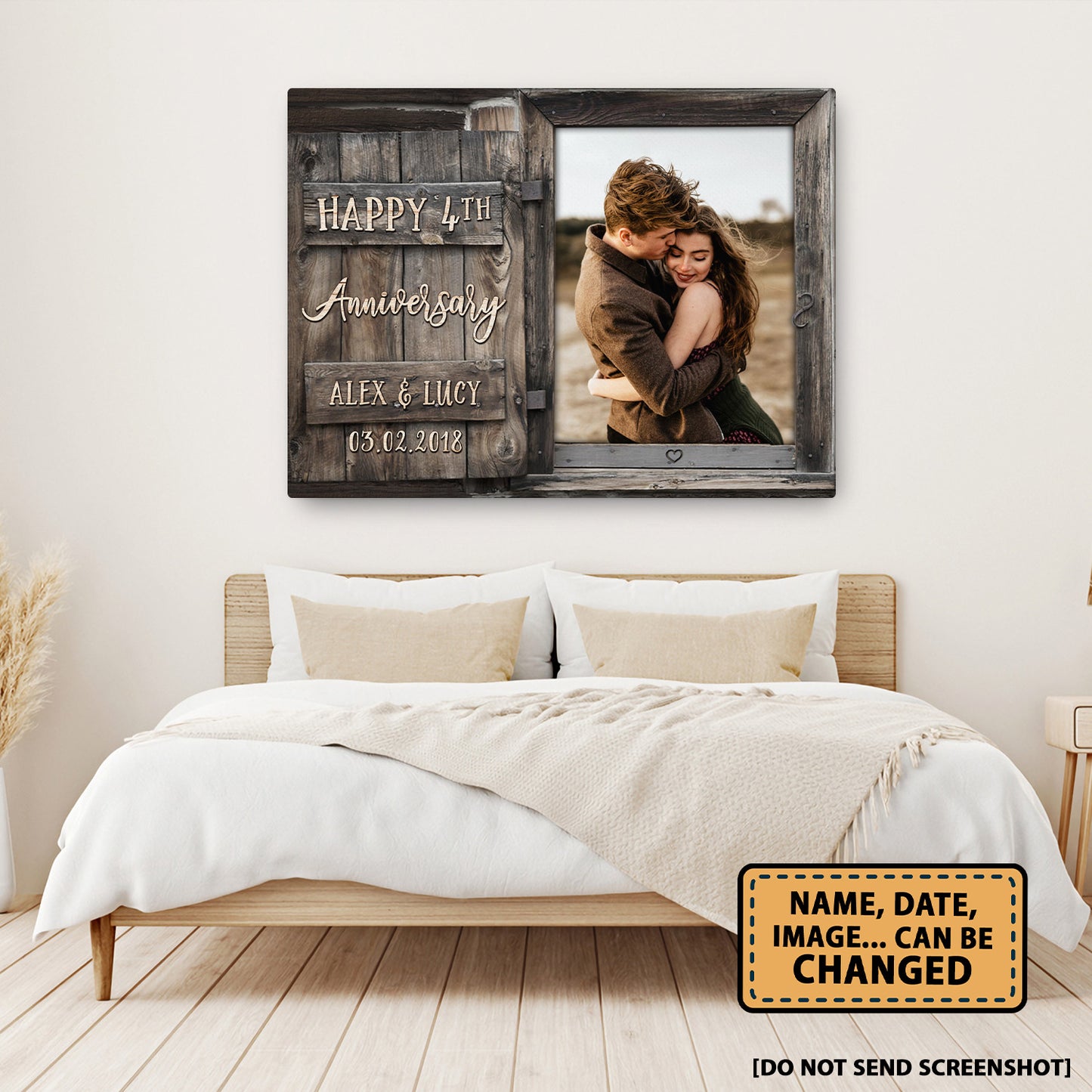 Happy 4th Anniversary Window Custom Image Anniversary Canvas