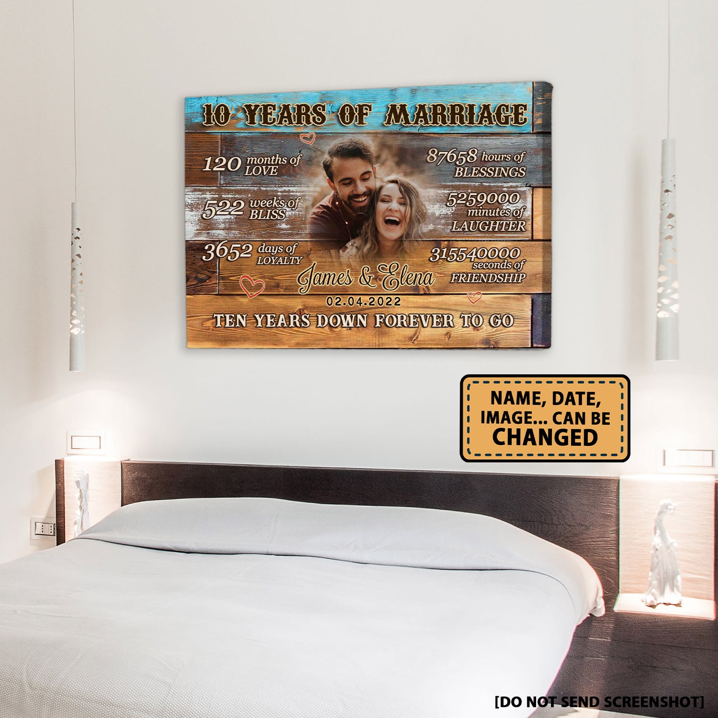 Happy 10th Anniversary Vintage Custom Image Anniversary Canvas