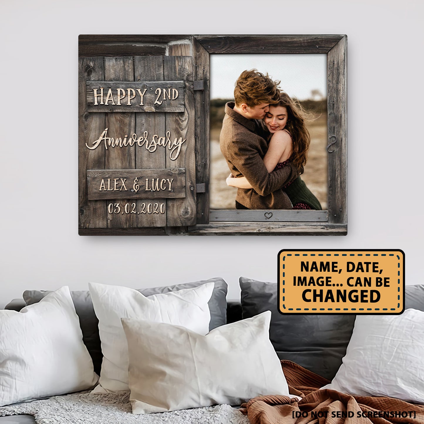 Happy 2nd Anniversary Window Custom Image Anniversary Canvas