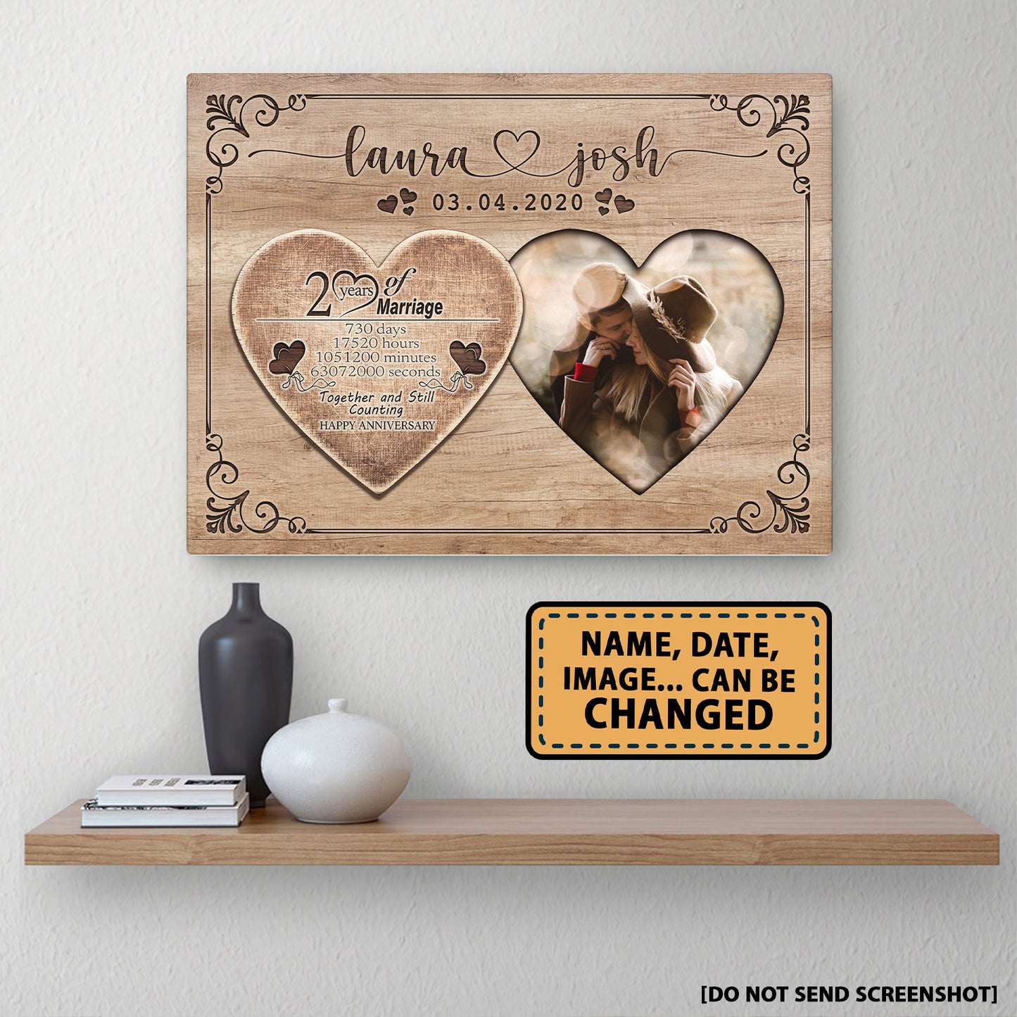 Happy 2nd Anniversary Two Years Of Marriage Anniversary Canvas