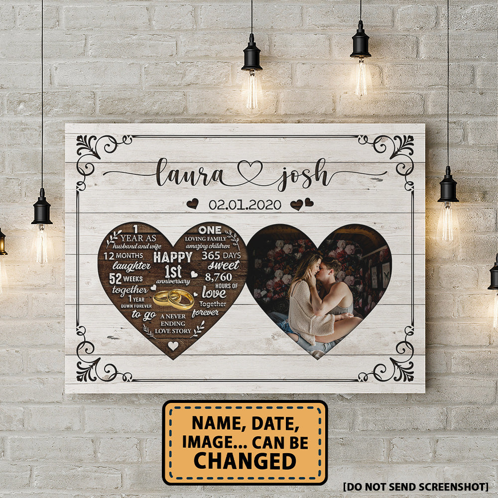 Happy 1st Anniversary As Husband And Wife Anniversary Canvas
