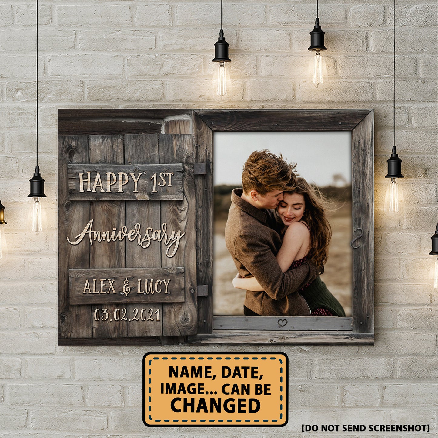 Our 1st Anniversary Window Custom Image Anniversary Canvas