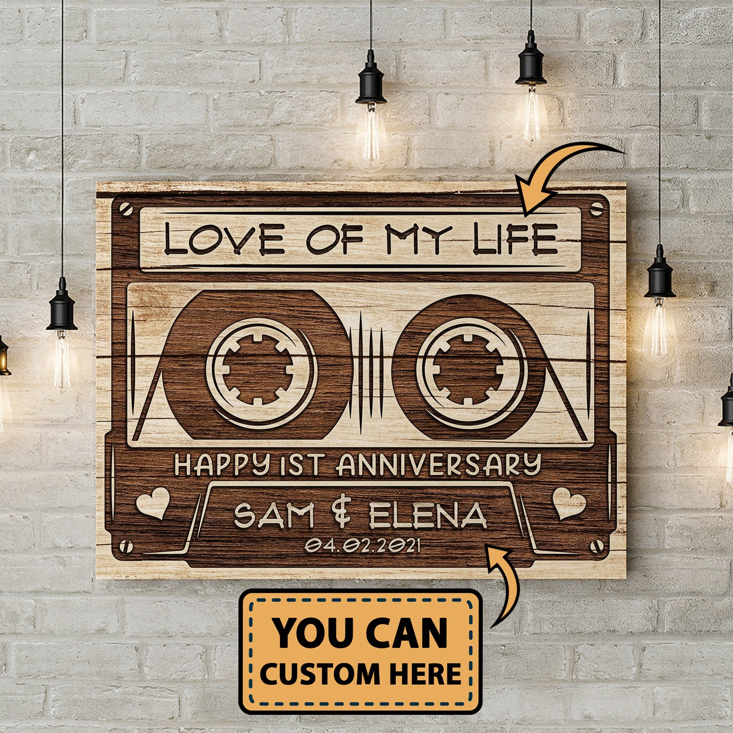 Happy 1st Anniversary Audio Cassette Anniversary Canvas